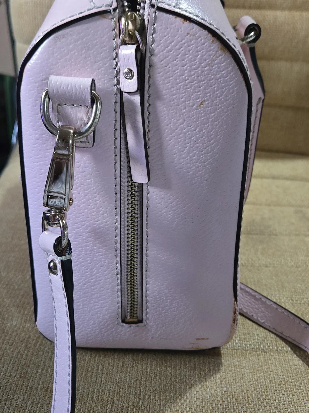 kate spade Pale Pink Leather Dome Satchel with Removable Strap